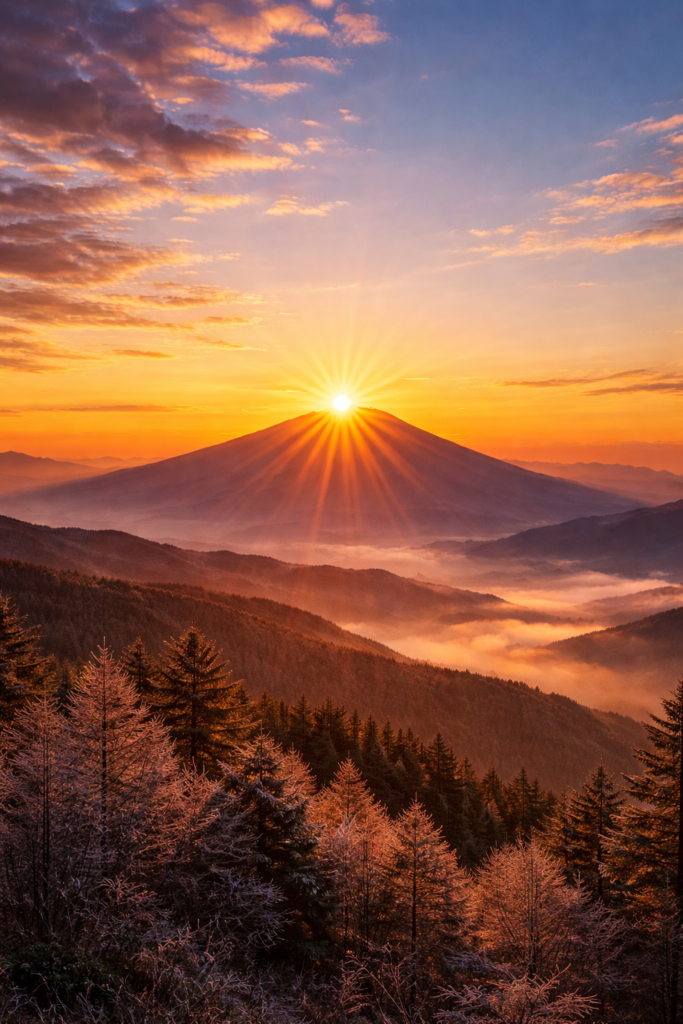 ChatGPTのチャッピー作、初日の出の画像です